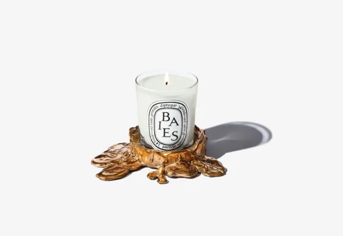 Small gold bronze candle holder – for classic candles