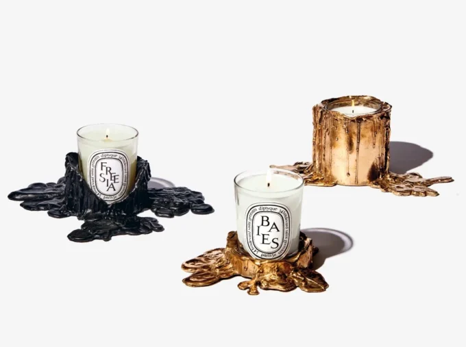 Medium gold bronze candle holder – for classic candles
