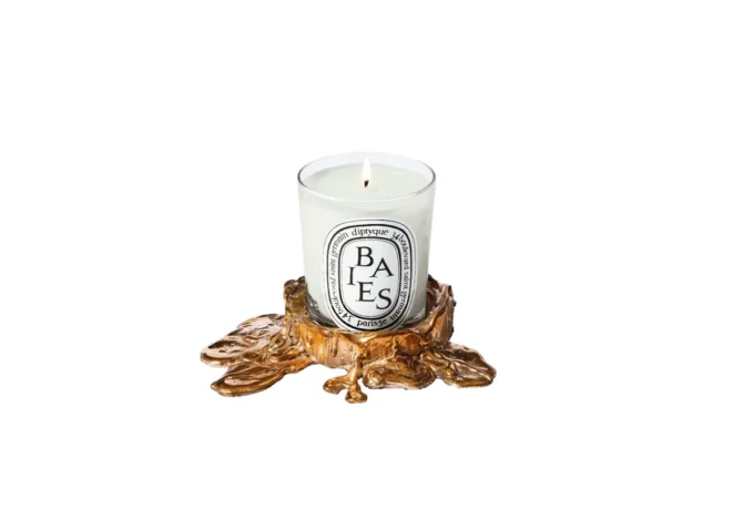 Small gold bronze candle holder – for classic candles